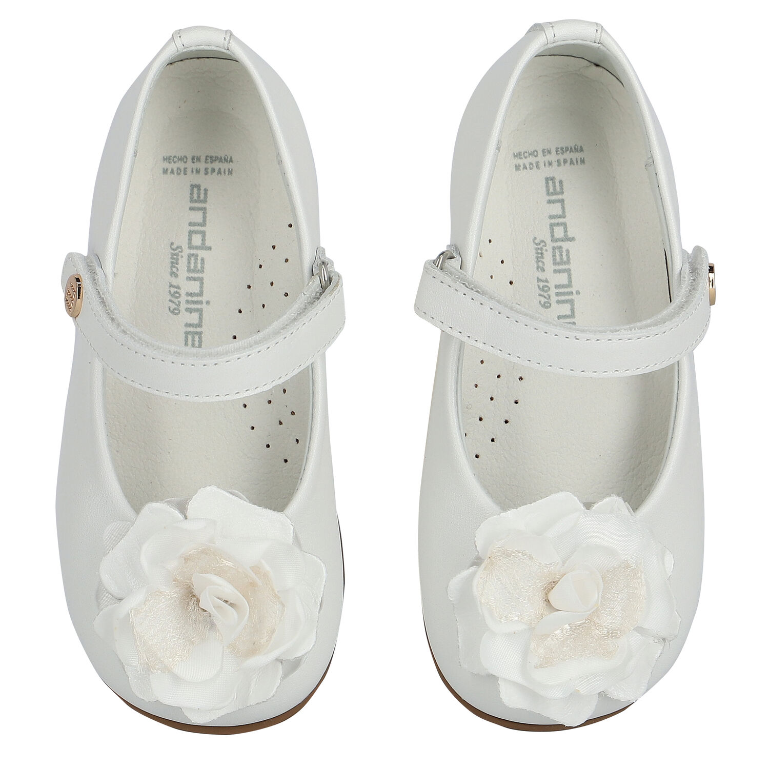 Younger Girls White Flower Shoes, 1, hi-res image number null
