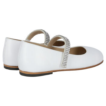 Girls White Swarovski Crystal Shoes