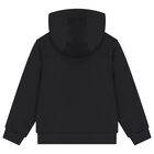 Girls Black Logo Hooded Top, 1, hi-res