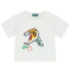 Younger Girls White Varsity Tiger T-Shirt, 2, hi-res