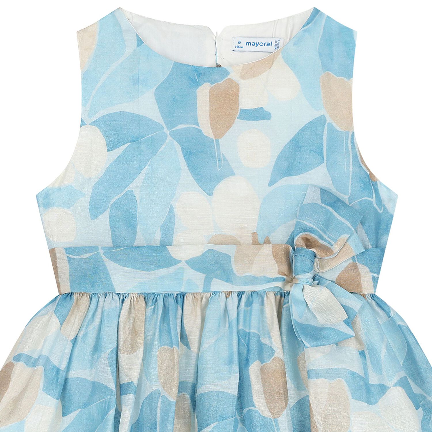 فستان بنات بطبعة الزهور باللون الأزرق , 1, hi-res