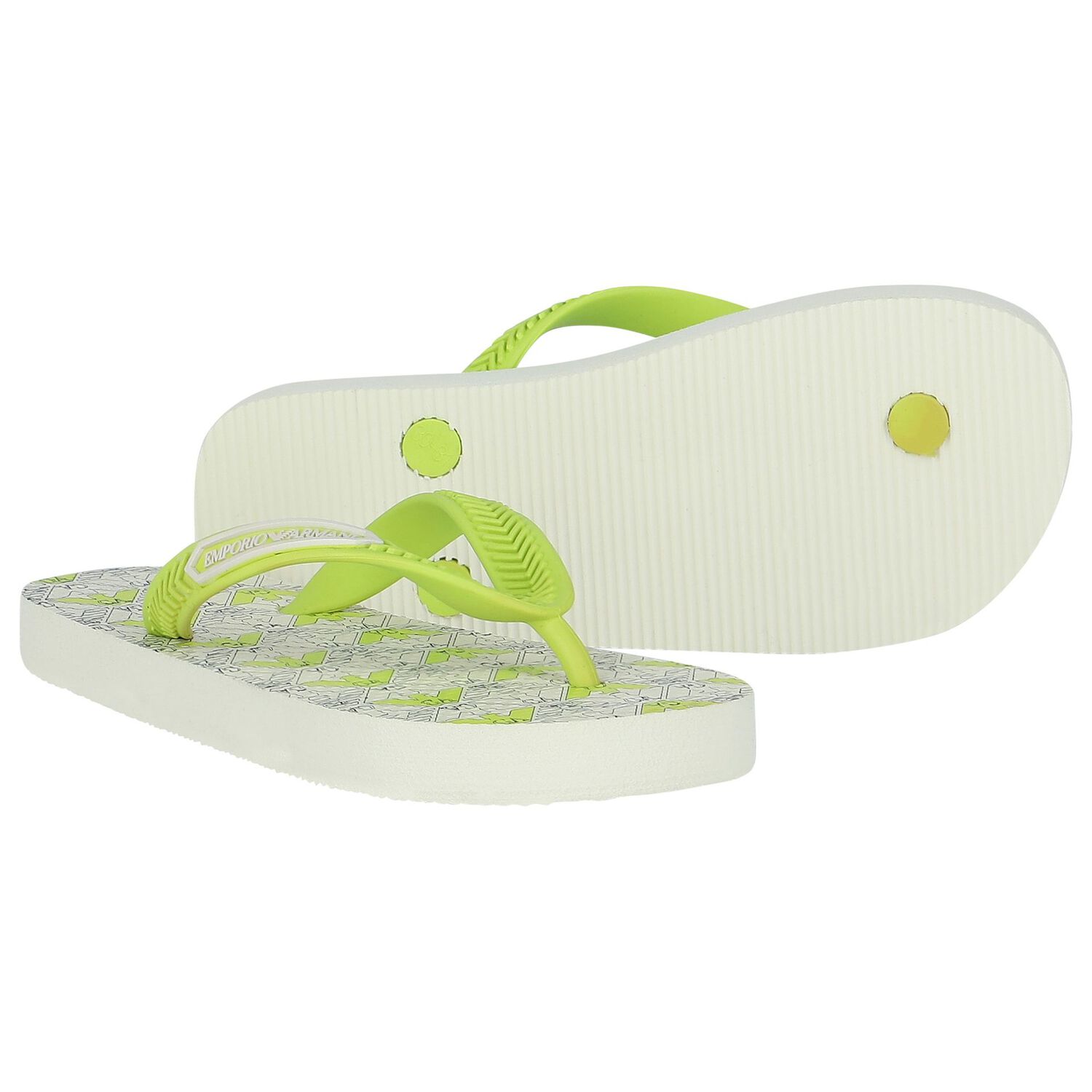 Ivory & Green Logo Flip Flops, 1, hi-res image number null