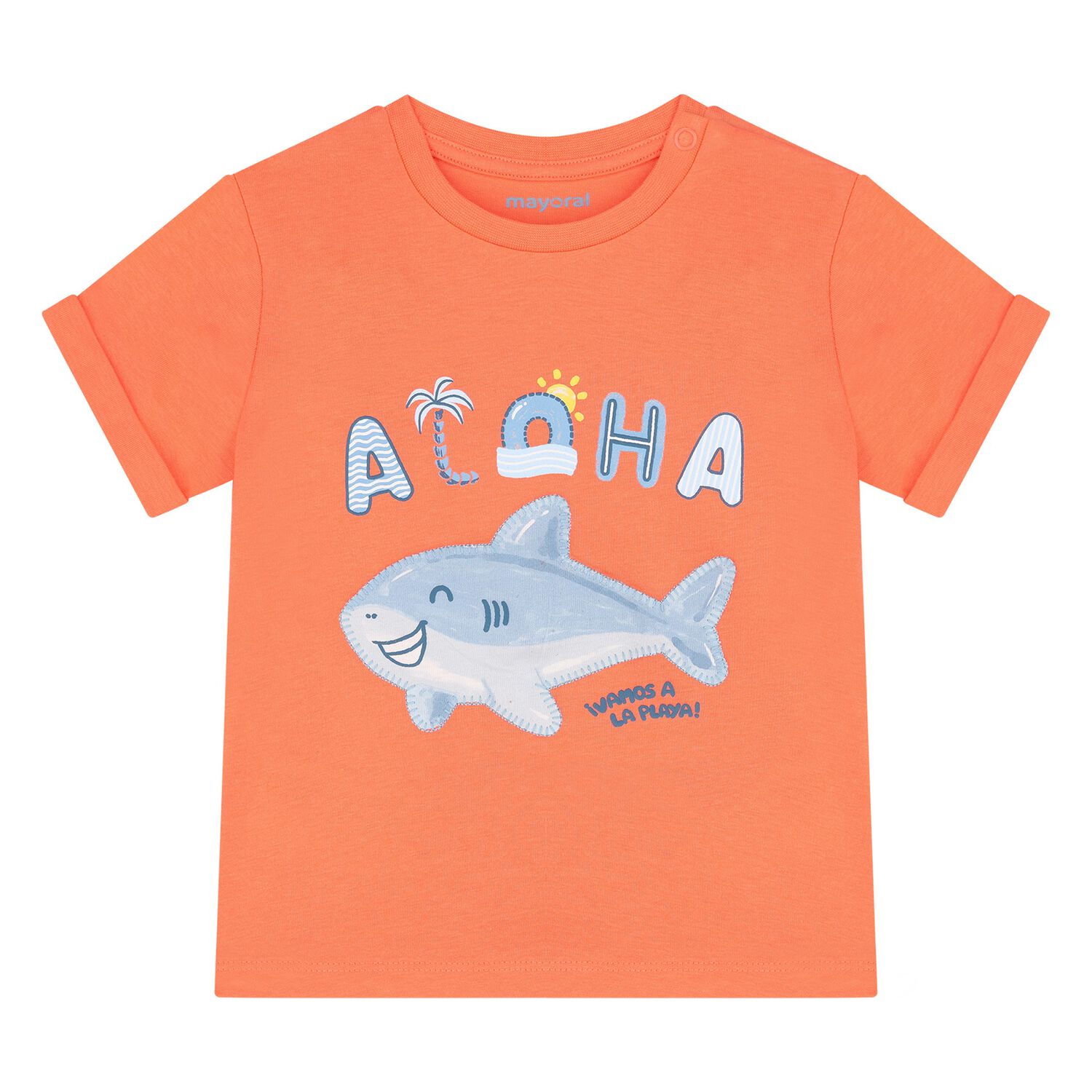 Younger Boys Orange Shark T-Shirt, 3, hi-res