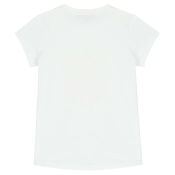 Girls White Bow Logo T-Shirt