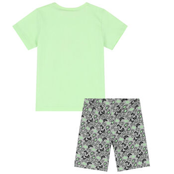 Boys Green & Grey Joystick Shorts Set