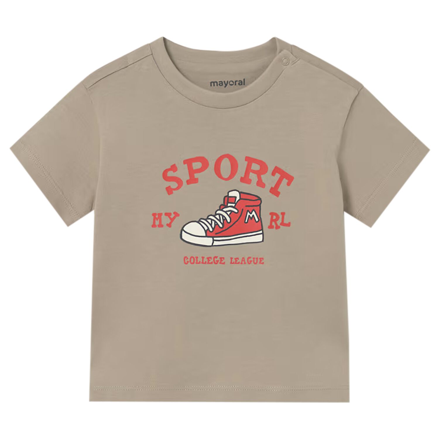 Younger Boys Beige Shoe T-Shirt, 1, hi-res