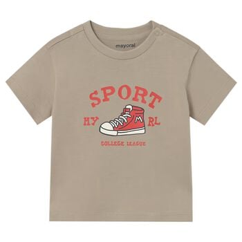 Younger Boys Beige Shoe T-Shirt