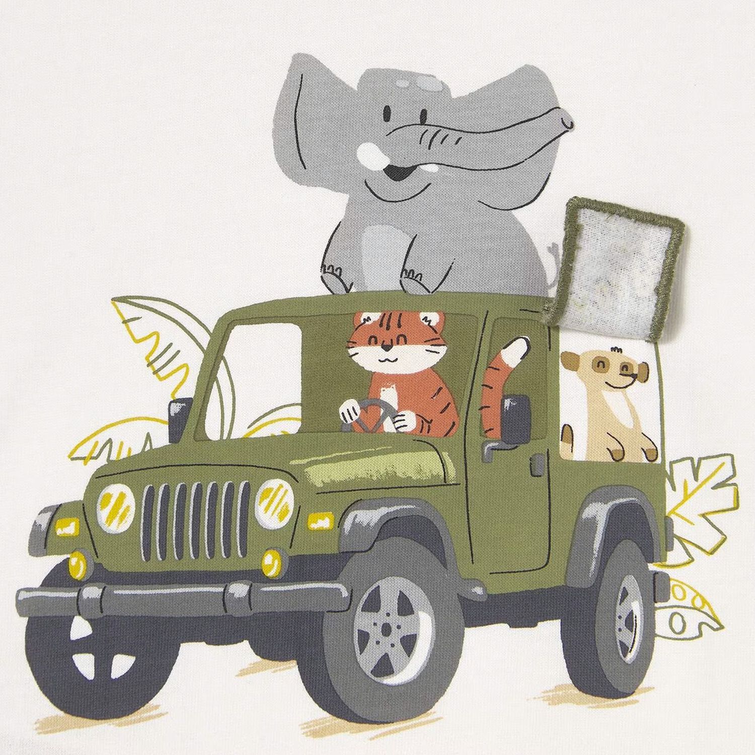 تيشيرت قطن بطبعة سفاري باللون العاجي , 1, hi-res