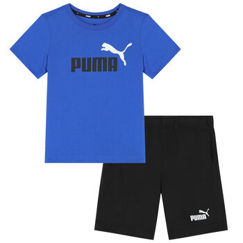 Boys Blue & Black Logo Shorts Set