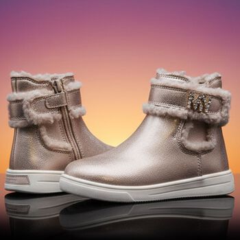 Girls Gold Faux Fur Boots 