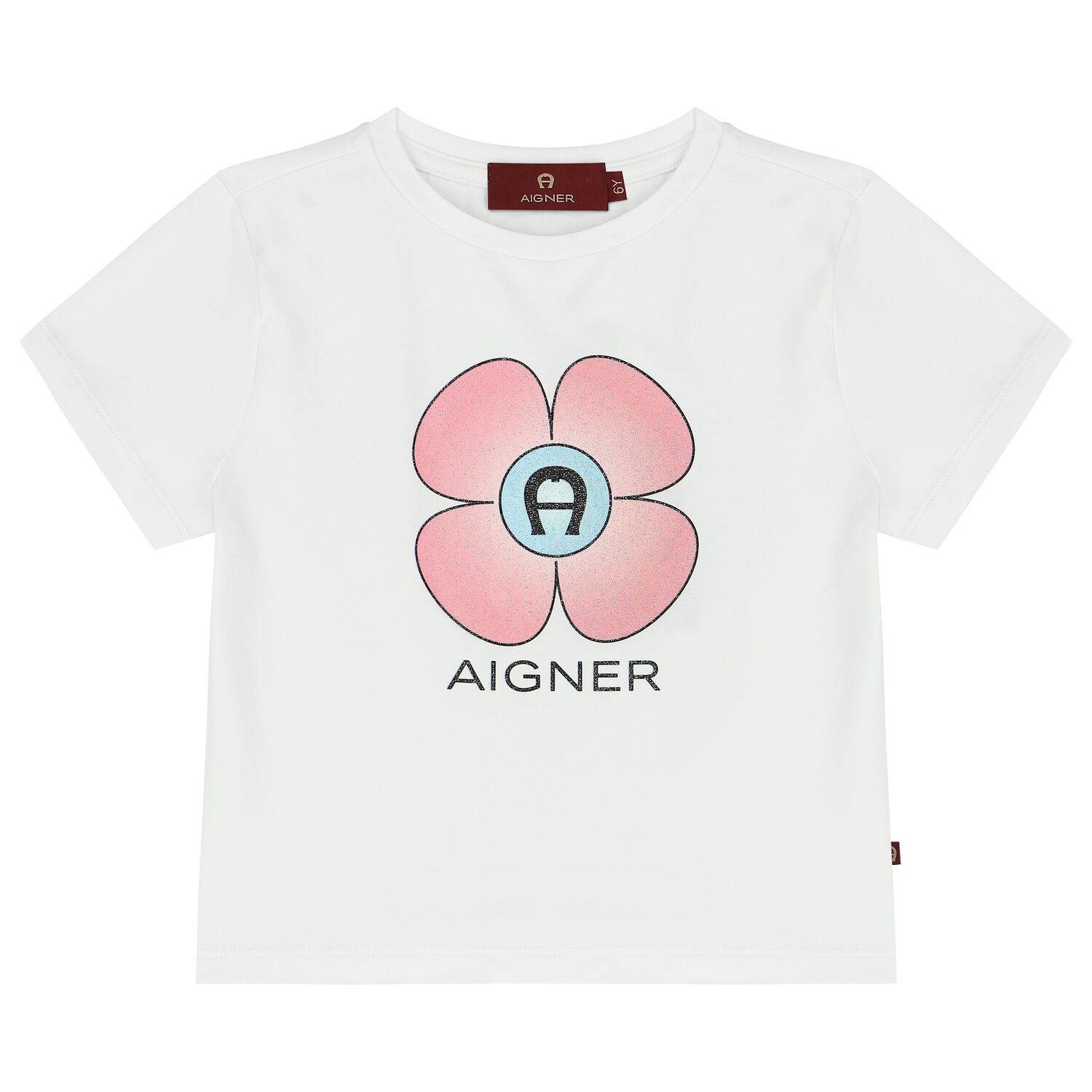 Girls White Flower Logo T-Shirt, 1, hi-res image number null