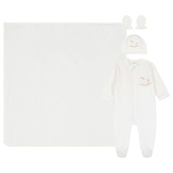 Baby Boys White Horse Babygrow Gift Set