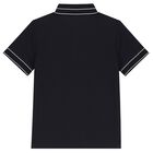Boys Navy Blue Logo Polo Shirt, 1, hi-res