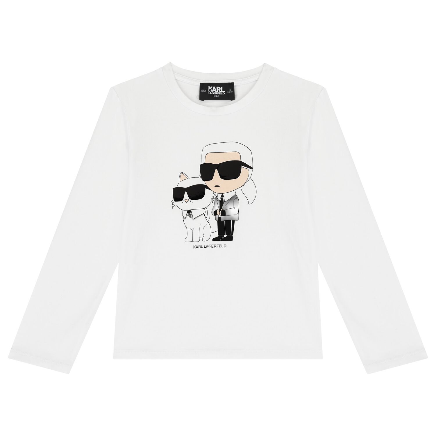 Girls White Ikonik Logo Long Sleeve Top, 2, hi-res image number null