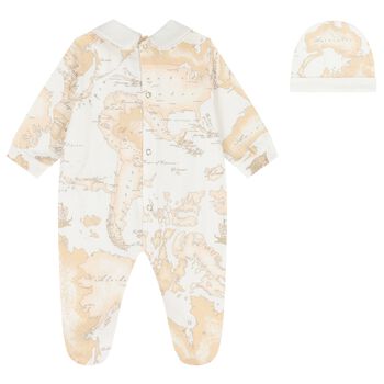 Ivory & Beige Geo Map Babygrow Gift Set