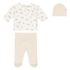 Ivory & Beige Bear Babysuit & Hat Gift Set, 1, hi-res