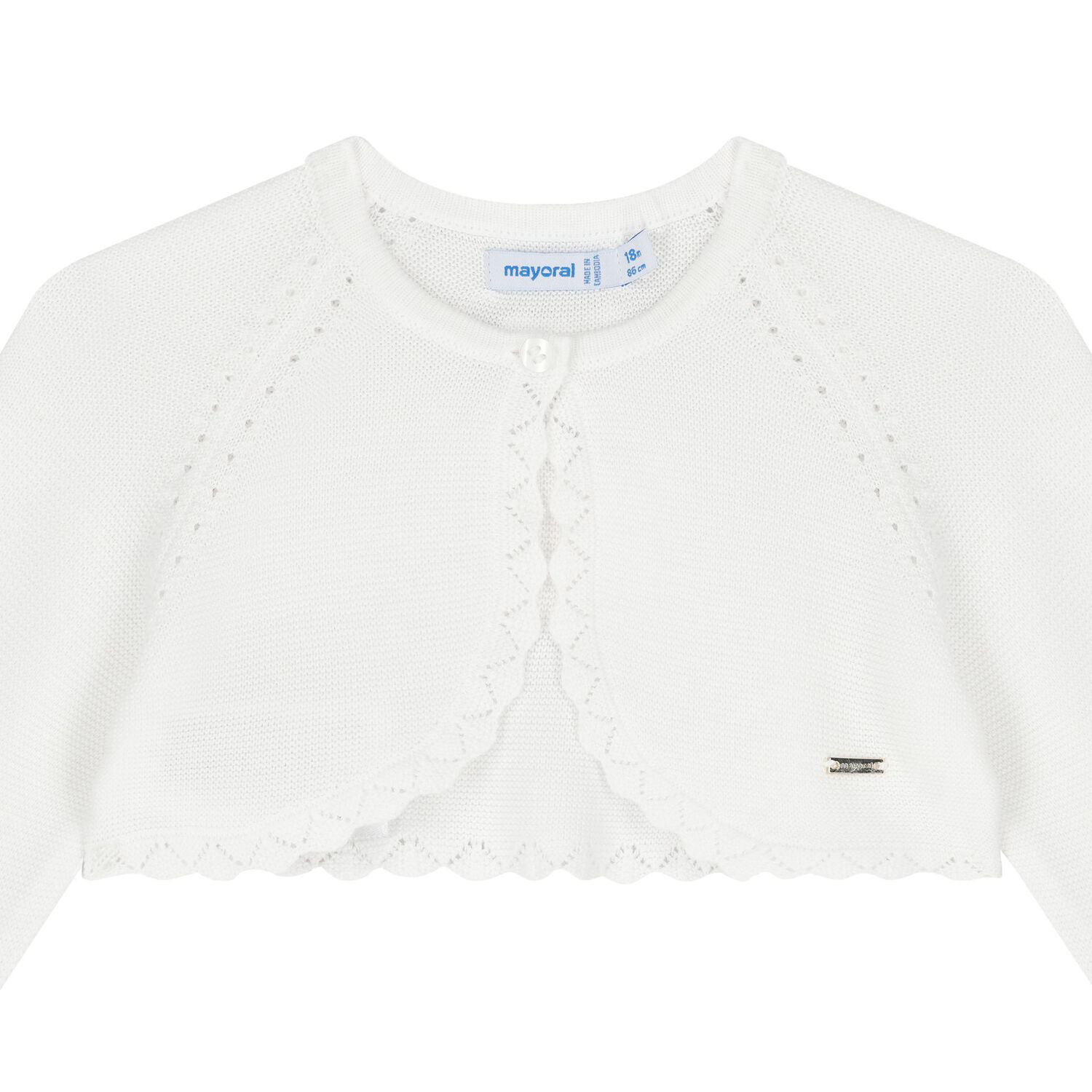 Younger Girls White Cardigan, 2, hi-res