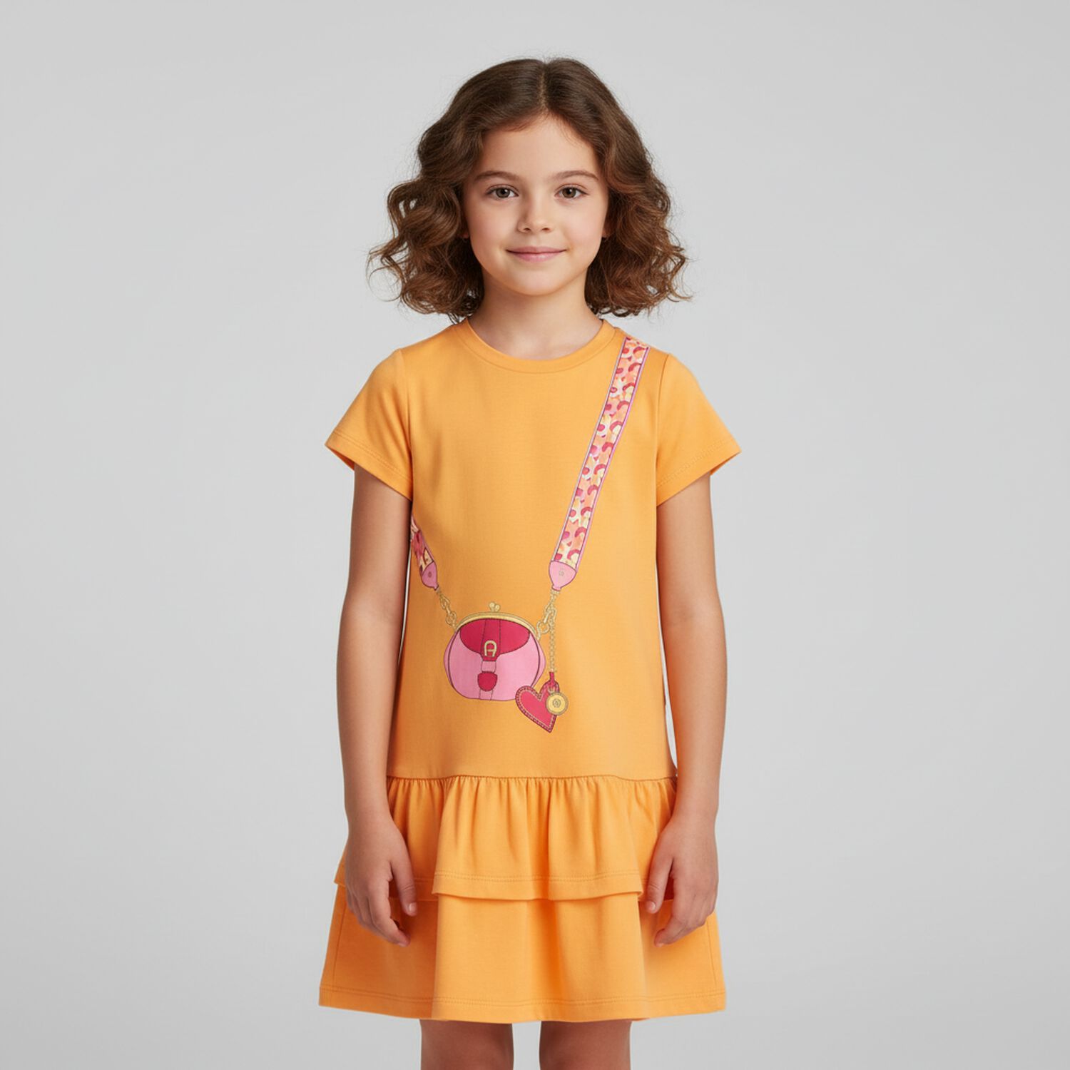 Girls Orange Logo Bag Dress, 1, hi-res image number null