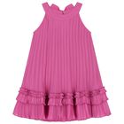 Girls Purple Chiffon Pleated Dress, 1, hi-res