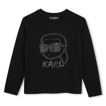 Boys Black Ikonik Karl Long Sleeve Top