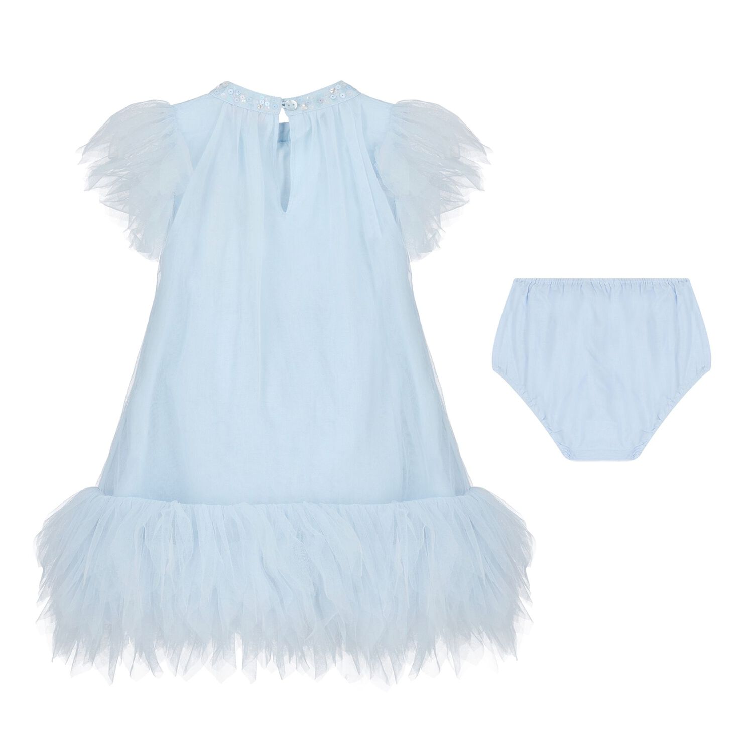 Baby Girls Blue Ruffled Tulle Dress Set, 1, hi-res image number null