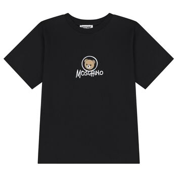 Black Teddy Bear Logo Long Sleeve Top