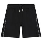 Boys Black Logo Shorts, 1, hi-res