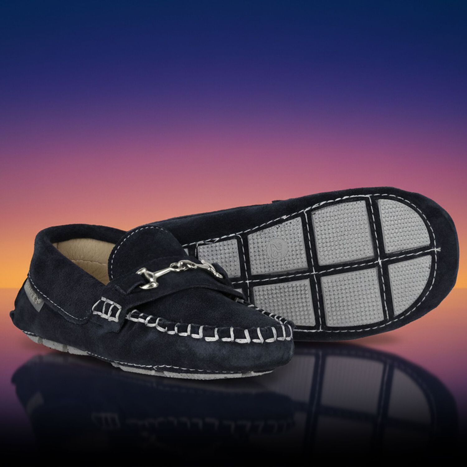 حذاء كلاسيكي من الجلد السويدي باللون الأزرق, 1, hi-res