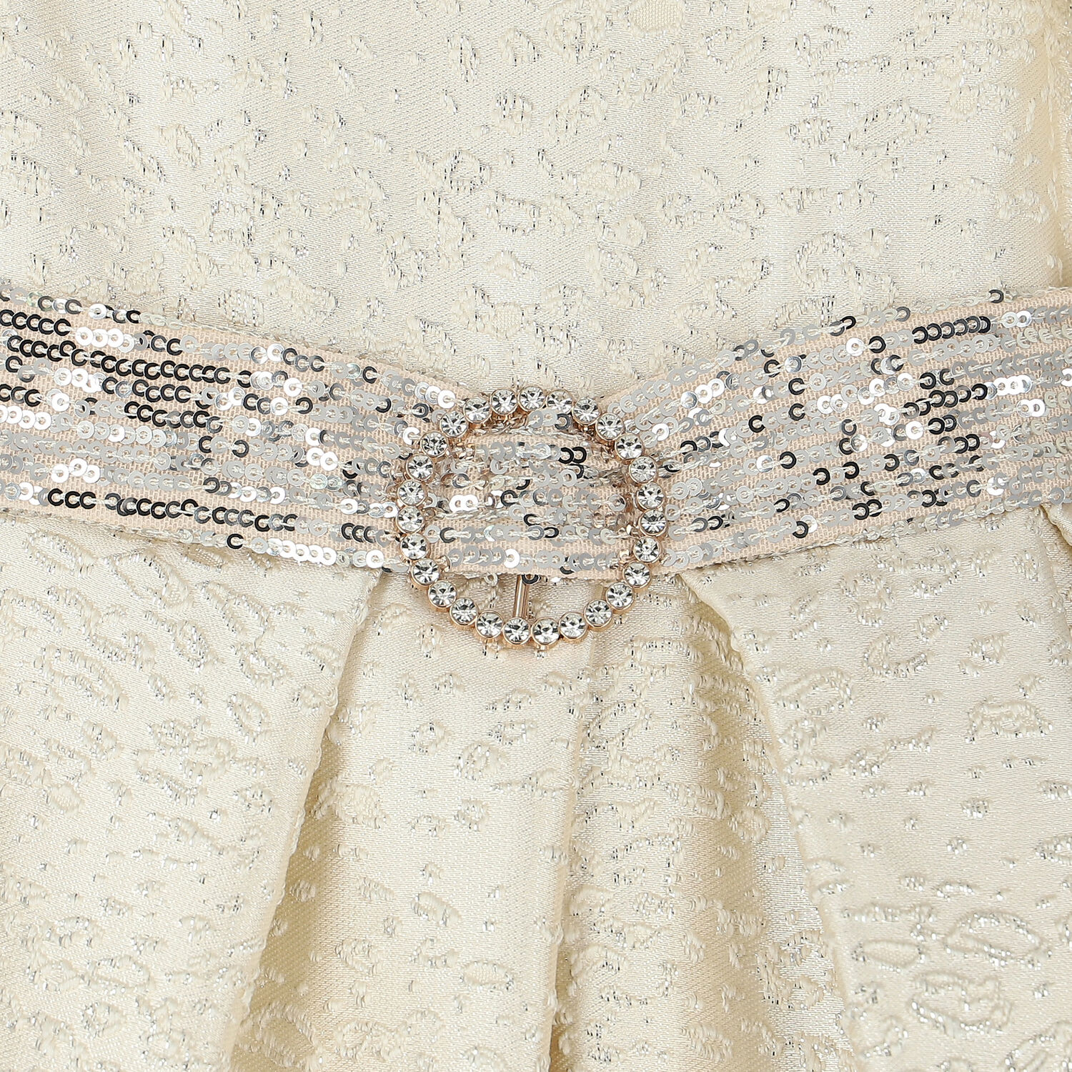 فستان بنات مطرز باللون العاجي و الفضي , 1, hi-res