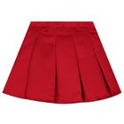 Girls Red & White Bow Pleated Skirt, 1, hi-res