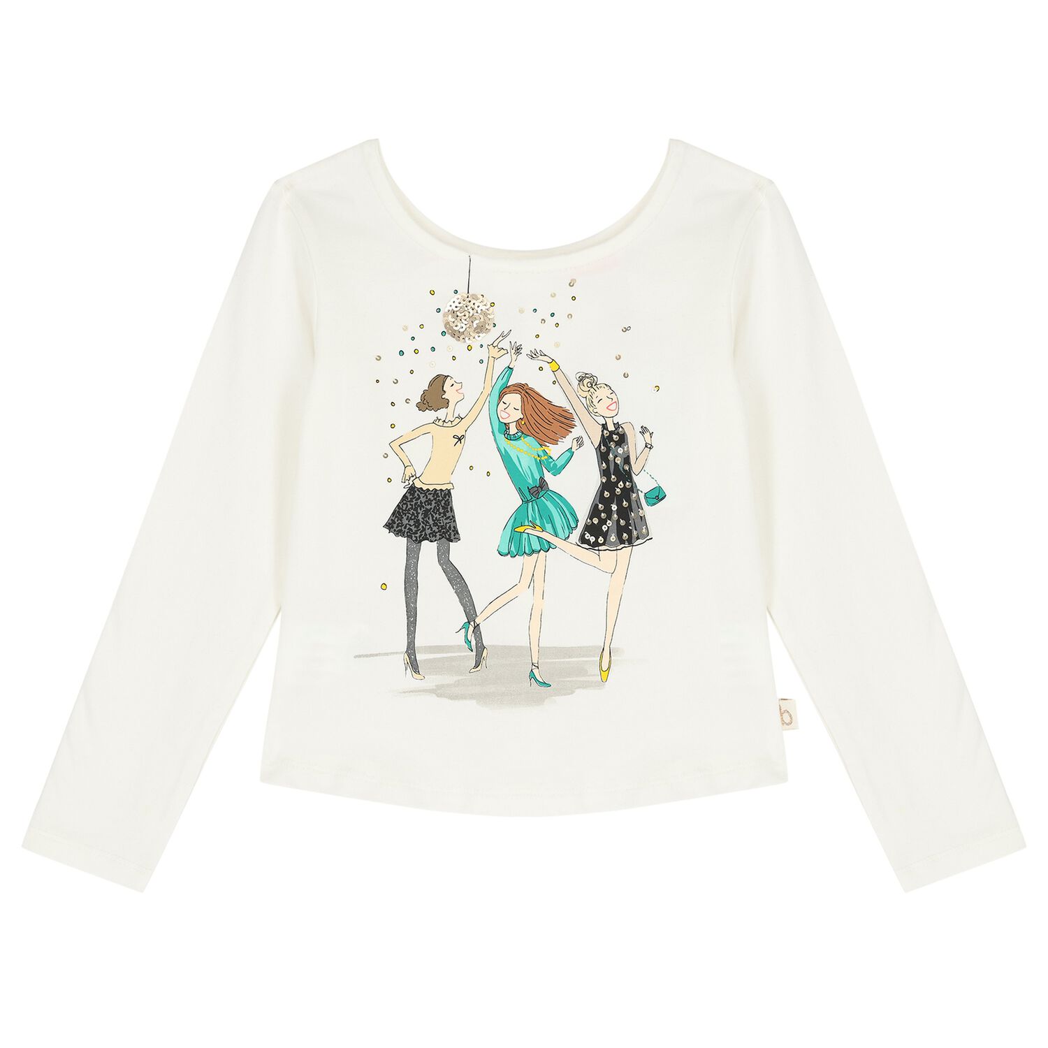 توب بنات  بأكمام مطرز بالترتر باللون العاجي , 1, hi-res image number null