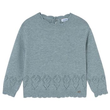 Younger Girls Blue Knitted Jumper