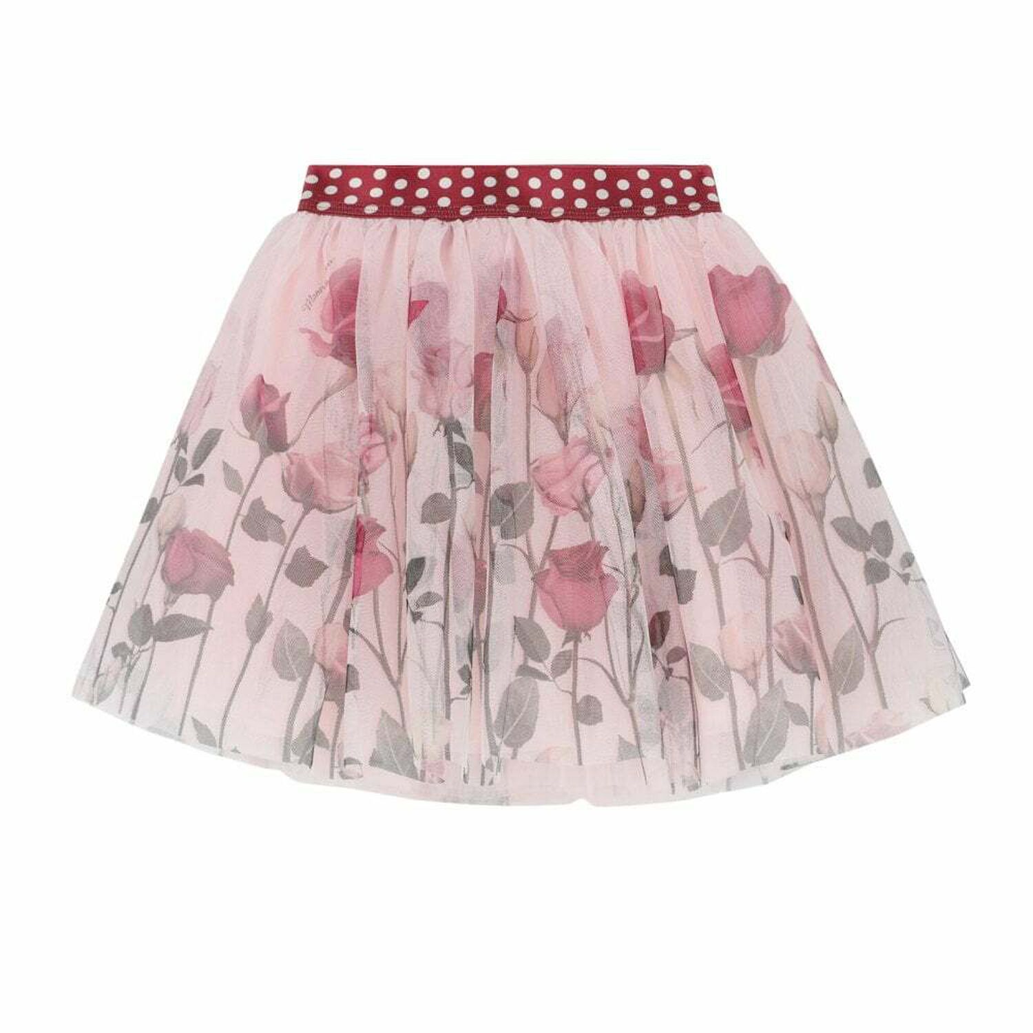 Girls Pink Roses Tulle Skirt, 1, hi-res