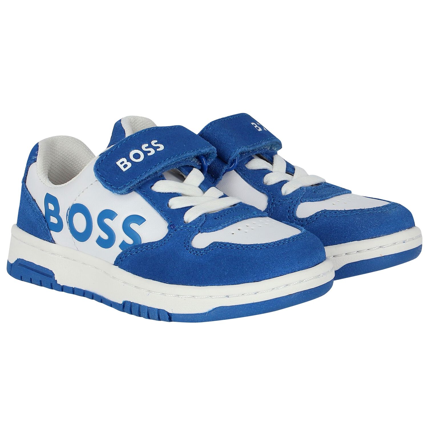 Boys Blue & White Logo Trainers, 1, hi-res image number null