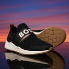 Boys Black Logo Trainers, 1, hi-res