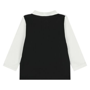 Younger Boys White & Black Logo Polo Shirt