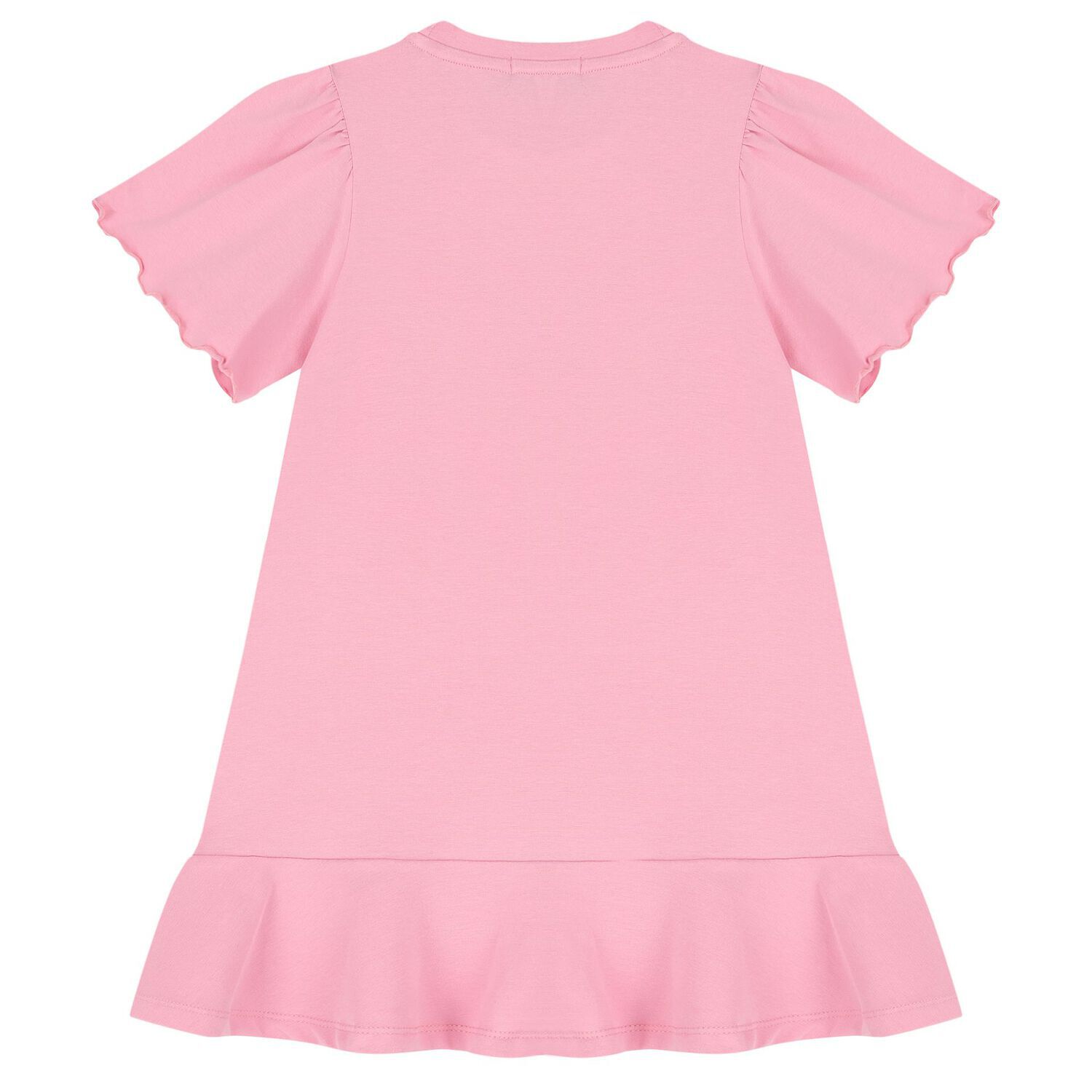 فستان بنات بالشعار باللون الوردي , 4, hi-res