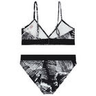 Girls Black and White Logo Bikini, 1, hi-res