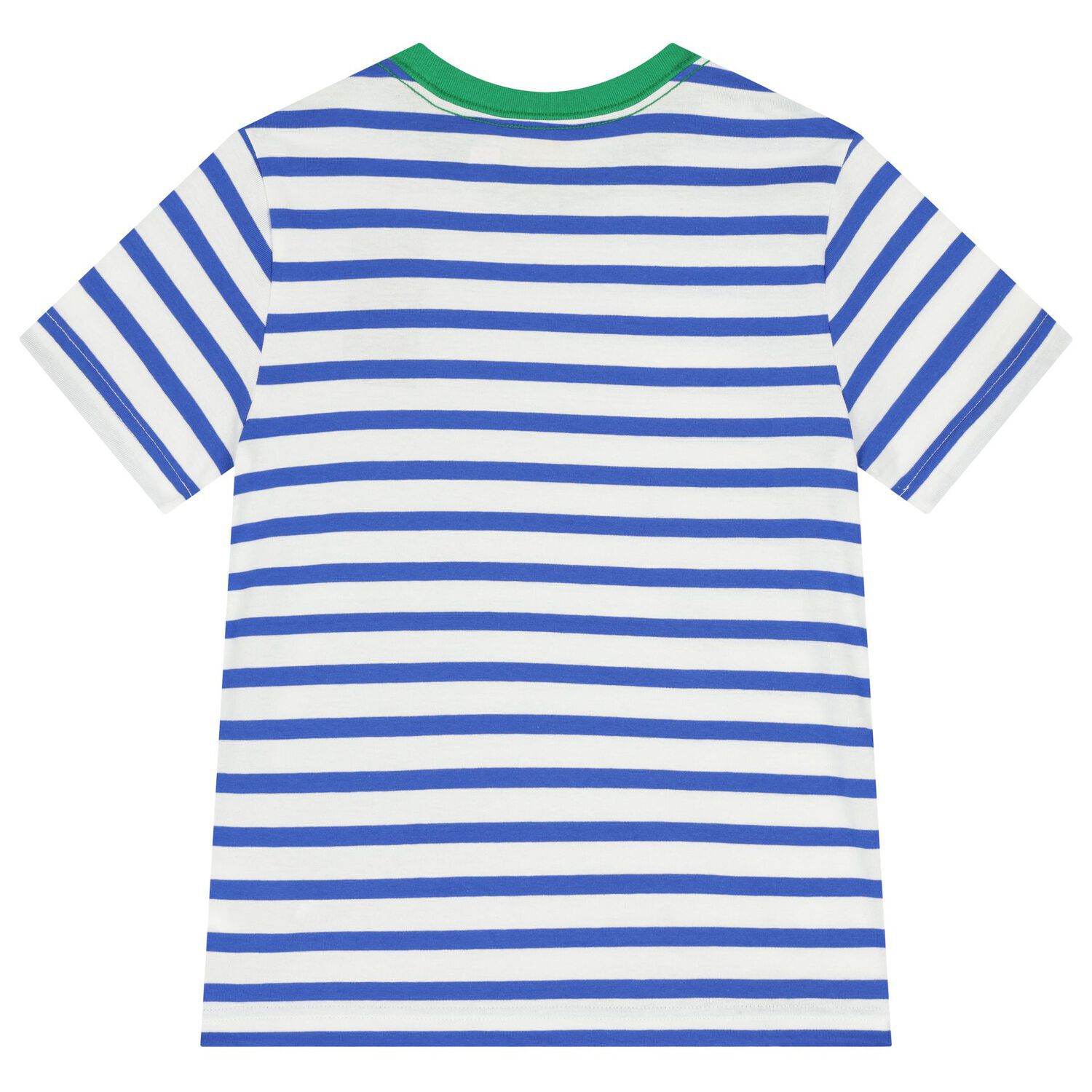 Boys White & Blue Striped Logo T-Shirt, 1, hi-res