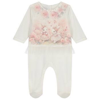 Baby Girls Ivory Bunnies Babygrow