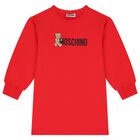 فستان بنات بالشعار بطبعه تيدى بير باللون الاحمر , 3, hi-res