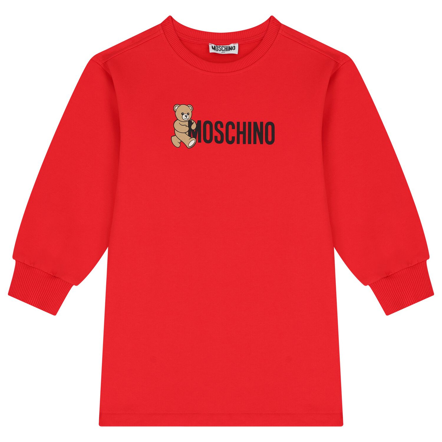 فستان بنات بالشعار بطبعه تيدى بير باللون الاحمر , 3, hi-res