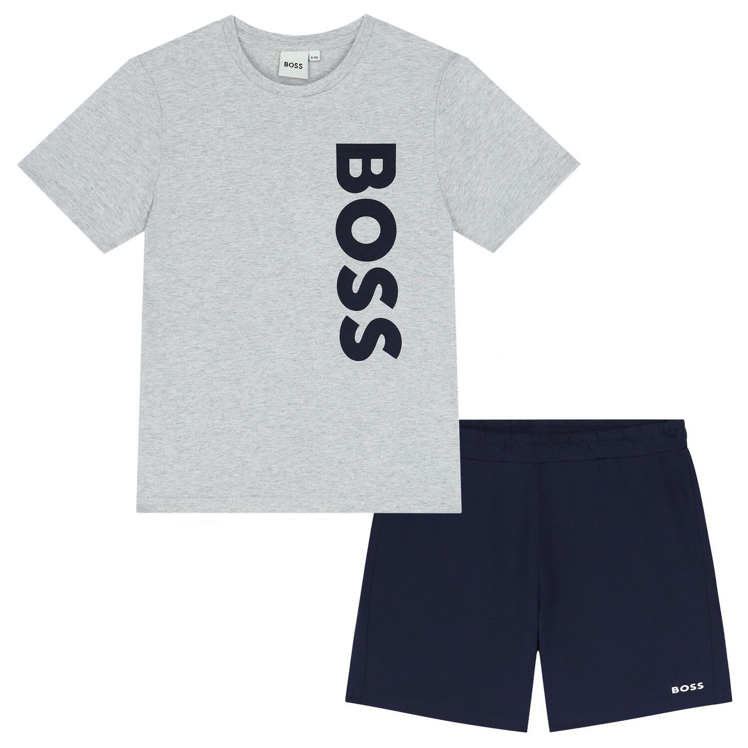Boys Grey & Navy Blue Logo Shorts Set, 2, hi-res image number null