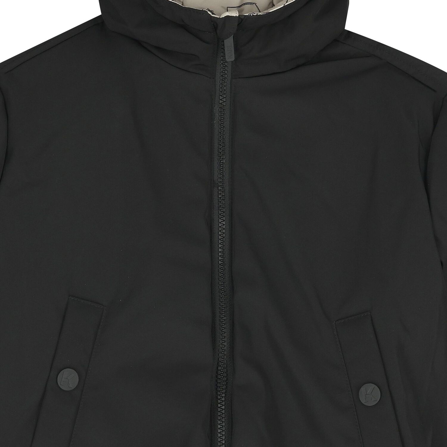 جاكت منفوخ للاولاد قابل للعكس بالشعار باللون البيج والاسود , 1, hi-res