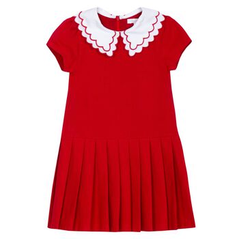 Girls Red Pleated Dress