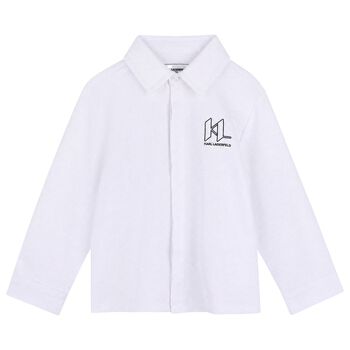 Younger Boys White & Black Logo Trousers Set