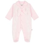 Baby Girls Pink Lace & Bow Babygrow, 2, hi-res