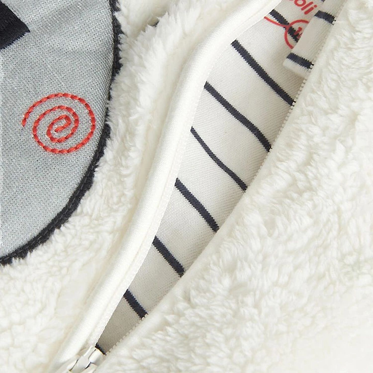 Ivory Bear Fleece Baby Pramsuit, 1, hi-res