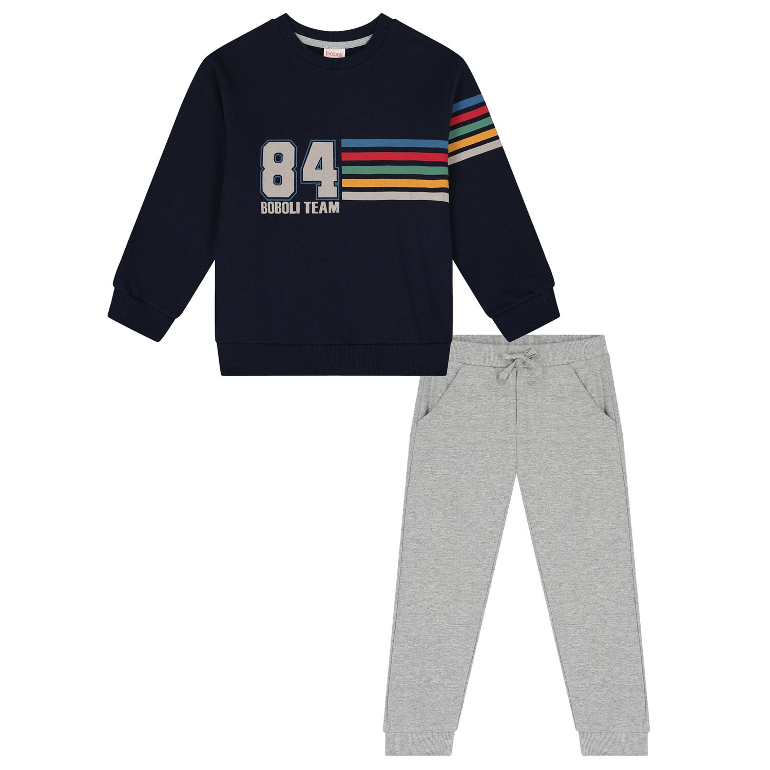 Boys Navy Blue & Grey Tracksuit, 1, hi-res image number null