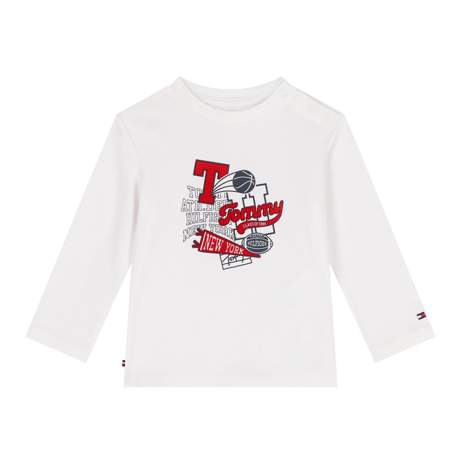 Baby Boys White Logo Long Sleeve Top, 1, hi-res